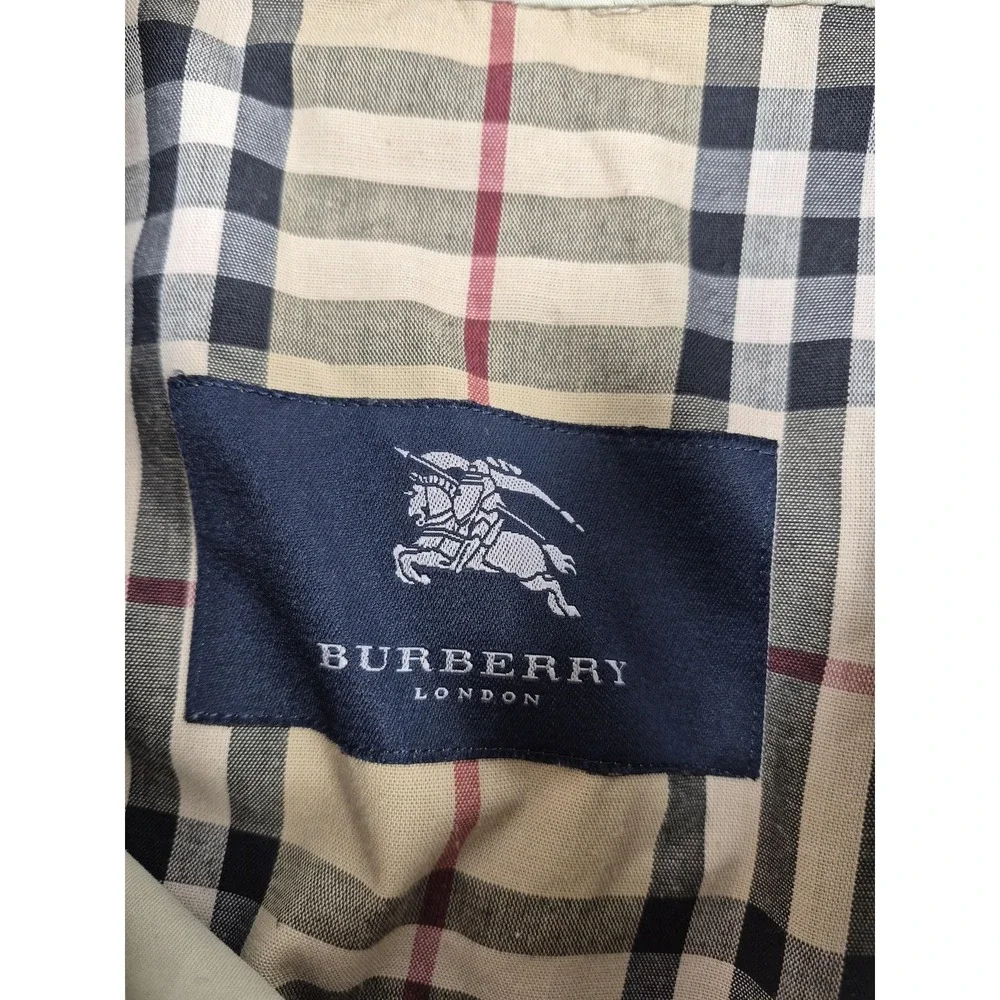 Burberry Coat Mens 46 Beige Cotton Rain Mac Nova Check Lined Classic Trench